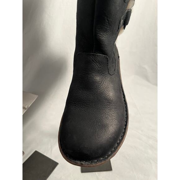 UGG Leather Shearling Lined Winter Boots Black Size 7 - Picture 4 of 7
